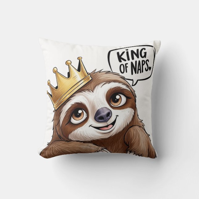 The Nap King - Een stijlvolle luiaard! Kussen (Voorkant)