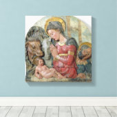 The Natitivity, c.1460 (geschilderd terracotta) Canvas Afdruk (Insitu (Houten vloer))