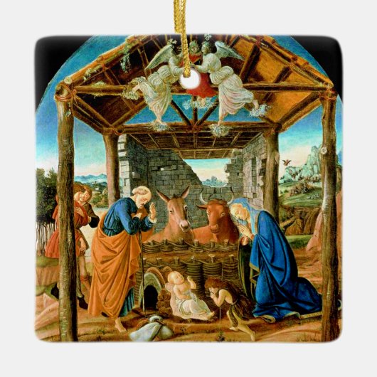 The Nativity, famous painting by Sandro Botticelli Keramisch Ornament (Voorkant)