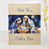 The Nativity of Baby Jesus Christmas Greetings Kaart (Gele Bloem)