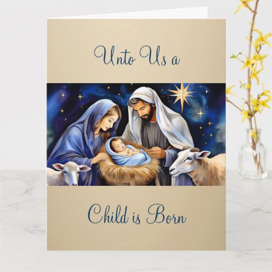 The Nativity of Baby Jesus Christmas Greetings Kaart (Gele Bloem)