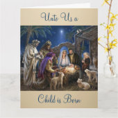 The Nativity of Baby Jesus Christmas Greetings Kaart (Gele Bloem)