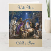 The Nativity of Baby Jesus Christmas Greetings Kaart (Voorkant)