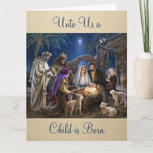 The Nativity of Baby Jesus Christmas Greetings Kaart (Voorkant)