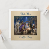 The Nativity of Baby Jesus Christmas Greetings Kaart (Voorkant / Achterkant in situ)