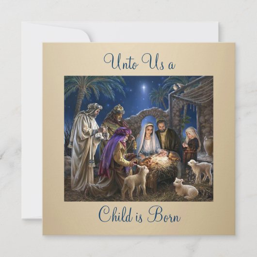 The Nativity of Baby Jesus Christmas Greetings Kaart (Voorkant)