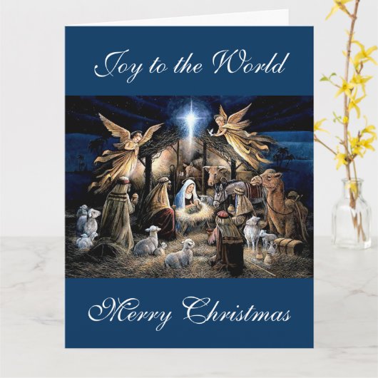 The Nativity of Baby Jesus Christmas Greetings Kaart (Gele Bloem)
