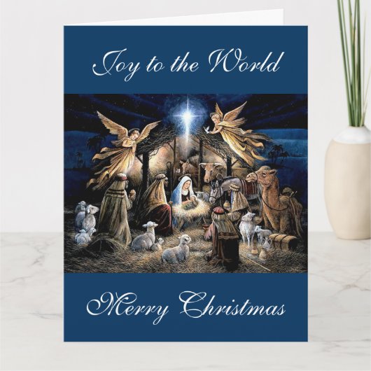 The Nativity of Baby Jesus Christmas Greetings Kaart (Voorkant)