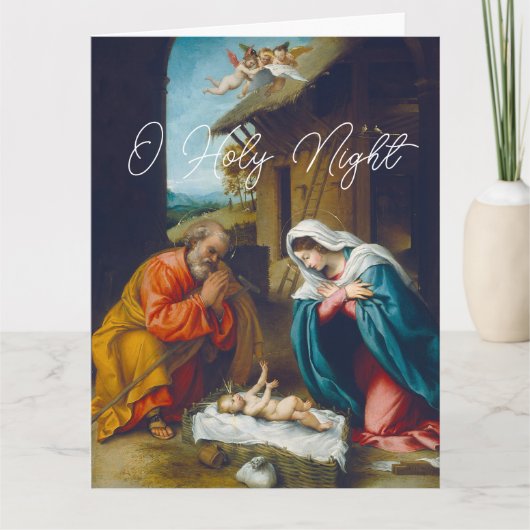 The Nativity of Baby Jesus Christmas Greetings Kaart (Voorkant)