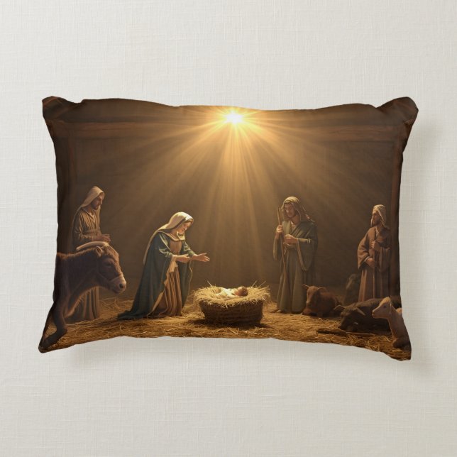 “The Nativity Scene" Christmas Pillow Accent Kussen (Achterkant)