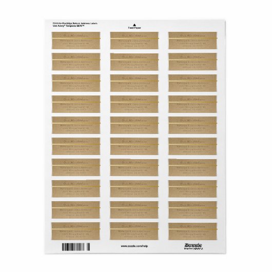 The Natural Country Paper Kraft White - adres RSVP Etiket (Full Sheet)