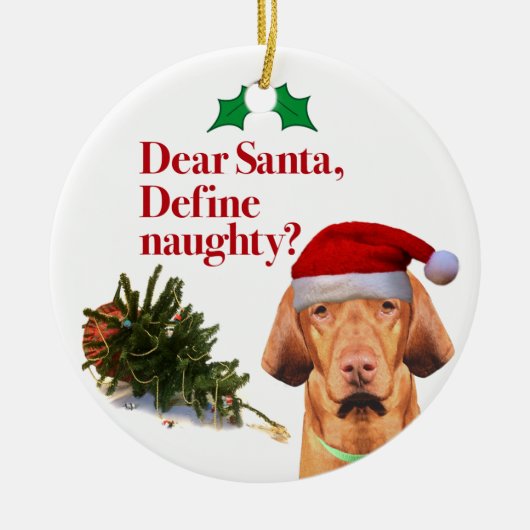 The Naughty Vizsla Kerstmis Ornament (Voorkant)