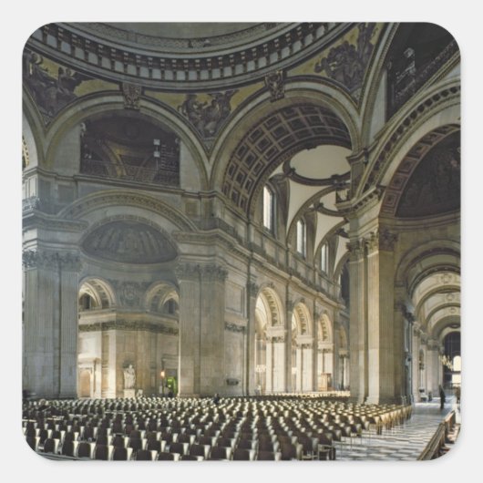 The Nave of St. Paul's Cathedral (foto) Vierkante Sticker (Voorkant)