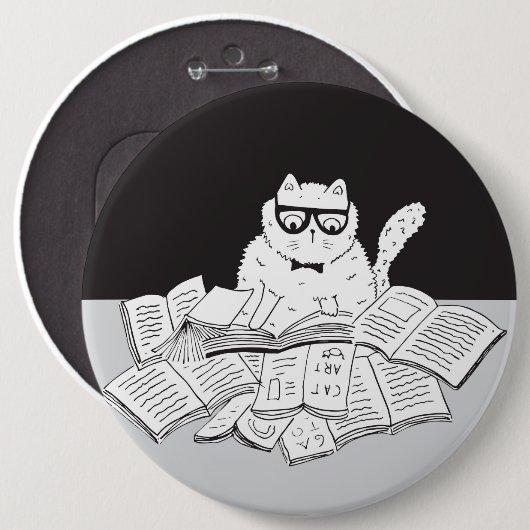 The Nerd Cat Ronde Button 6,0 Cm (Voorkant /achterkant)