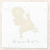 The Netherlands Map in Gold Waterverf Glazen Onderzetter (Achterkant)