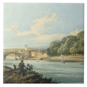 The New Walk, York, c.1798 (potlood en m/c op papi Tegeltje