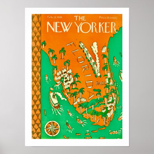 The New Yorker - Florida 12x16 Print (Voorkant)