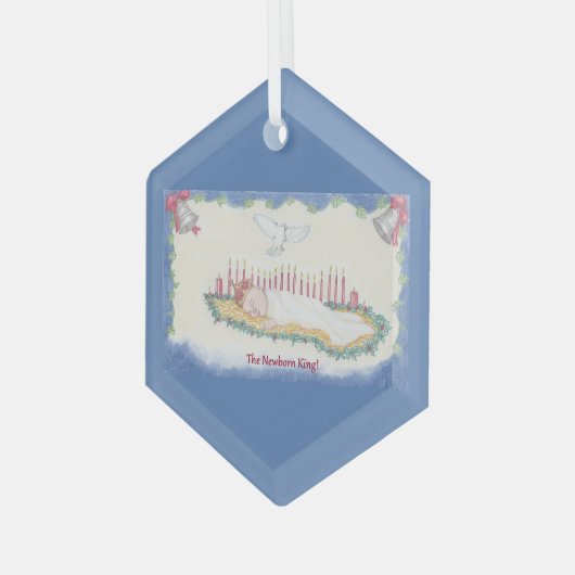 The Newborn King! Glas Ornament (Voorkant links)