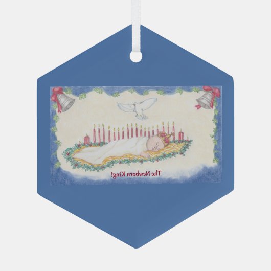 The Newborn King! Glas Ornament (Achterkant)