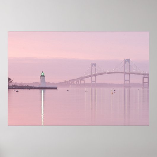 The Newport Bridge and Goat Island Lighthouse Poster (Voorkant)