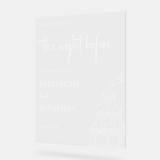 The Night Before Champagne Tower Rehearsal Dinner Acryl Bord (Hoek)