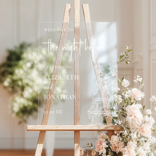 The Night Before Champagne Tower Rehearsal Dinner Acryl Bord