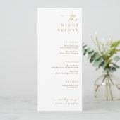 The Night Before Gold Wedding Rehearsal Dinner Menu (Staand voorkant)