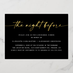 The Night Before Gouden Proefdiner Oefening Folie Uitnodiging