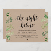 The Night Before, Greenery Kraft, Rehearsal Dinner Kaart (Voorkant / Achterkant)