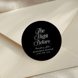 The Night Before Modern Elegant Rehearsal Dinner Ronde Sticker