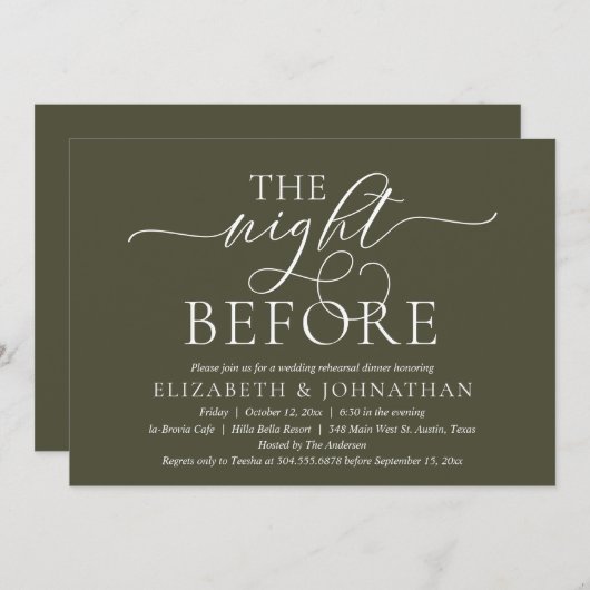 The Night Before, Modern huwelijksproefdiners Kaart (Voorkant / Achterkant)