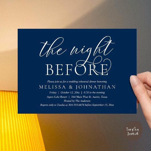 The Night Before, Modern huwelijksproefdiners Kaart