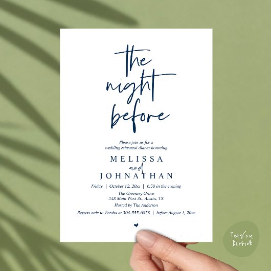 The night before, Modern Wedding Rehearsal Dinner Kaart