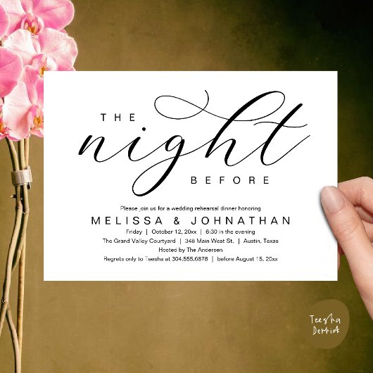 The Night Before, Modern Wedding Rehearsal Dinner Kaart
