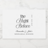 The Night Before Modern Wedding Rehearsal Dinner Sparkling Wijnetiket (Enkel label)