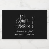 The Night Before Modern Wedding Rehearsal Dinner Sparkling Wijnetiket (Enkel label)