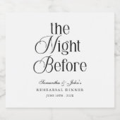 The Night Before Modern Wedding Rehearsal Dinner Sparkling Wijnetiket (Enkel label)