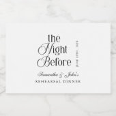 The Night Before Modern Wedding Rehearsal Dinner Sparkling Wijnetiket (Enkel label)