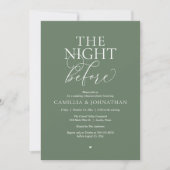 “The Night Before” Moderne Oefenavond Dinner Kaart (Voorkant)