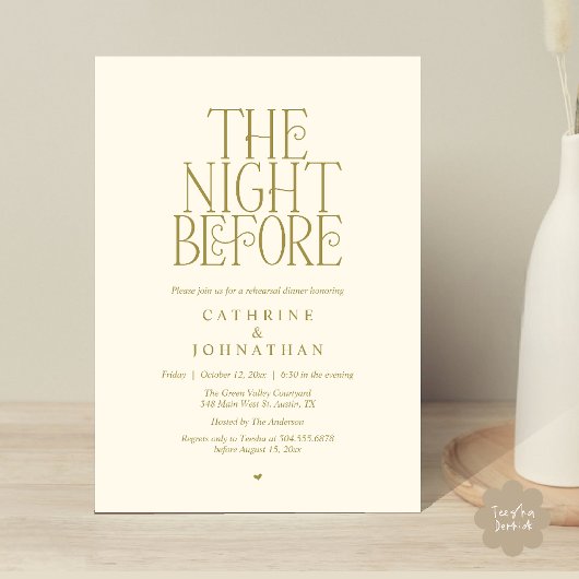 "The Night Before" Oefendiner Geel Goud Kaart