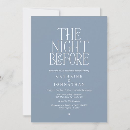"The Night Before" Oefendiner Stofblauw Kaart (Voorkant)