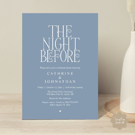 "The Night Before" Oefendiner Stofblauw Kaart