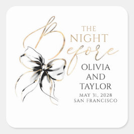 The Night Before Rehearsal Dinner Black Bow Vierkante Sticker