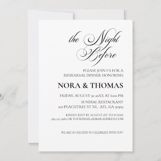 The Night Before Rehearsal Dinner Invitation Kaart (Voorkant)