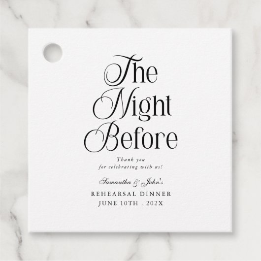 The Night Before  Rehearsal Dinner Thank You Bedankjes Labels (Voorkant)