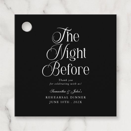 The Night Before  Rehearsal Dinner Thank You Bedankjes Labels (Voorkant)