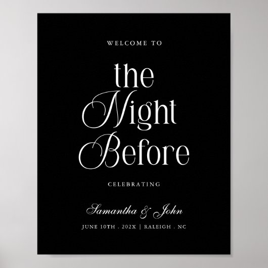 The Night Before Rehearsal Dinner Welcome Sign Poster (Voorkant)