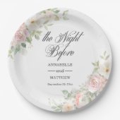 The Night Before Soft Blush Roses Bruiloft Papieren Bordje (Voorkant)