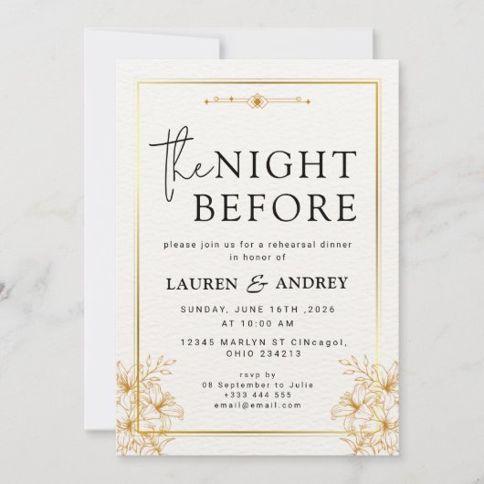 The Night Before Wedding Invitation Kaart (Voorkant)