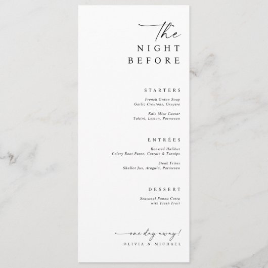The Night Before Wedding Rehearsal Dinner Menu (Voorkant)